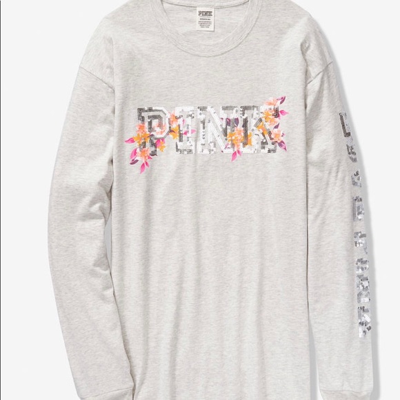 PINK Bling Campus Long Sleeve Ringer Tee - Picture 3 of 6